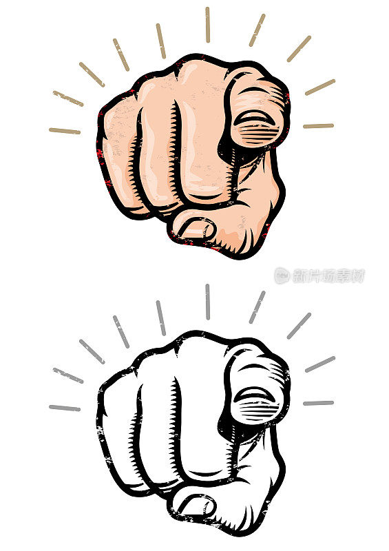 Grunge pointing finger illustration